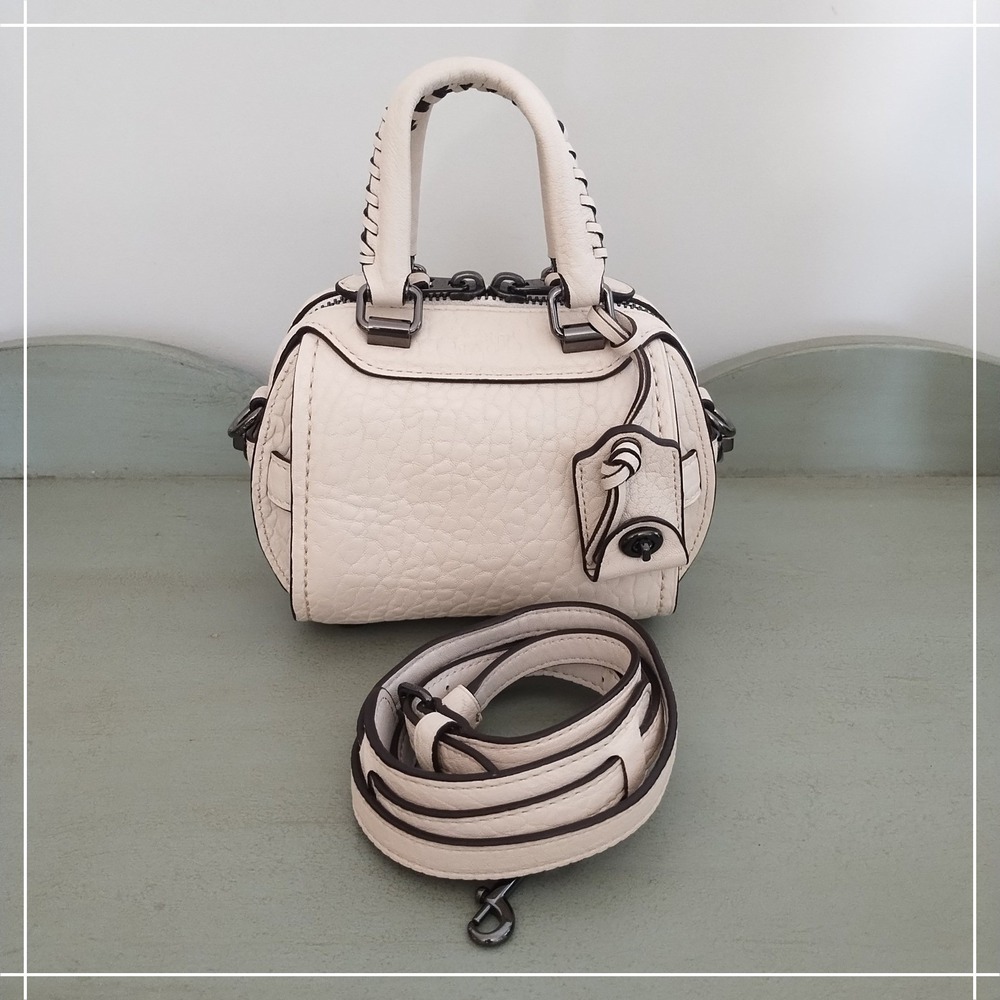 Very Rare Limited Edition Coach Ace 14 Nappa Pebbled Leather in Chalk Whipstitch